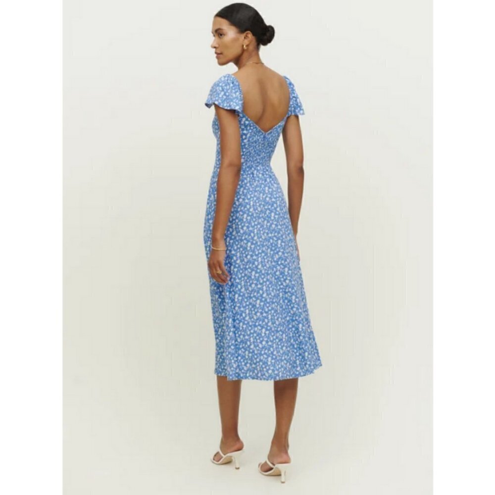 💕REFORMATION💕 Baxley Dress ~ Marie Blue Floral Print 10 NWT - Picture 5 of 14